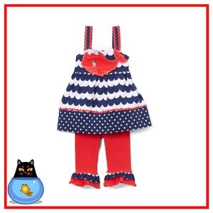 🎉HP🎉.  Red, white & Blue Whale Tunic & Leggings